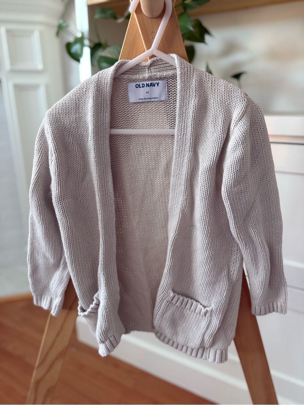Old Navy Girls Cream Open-Front Knit Cardigan Sweater